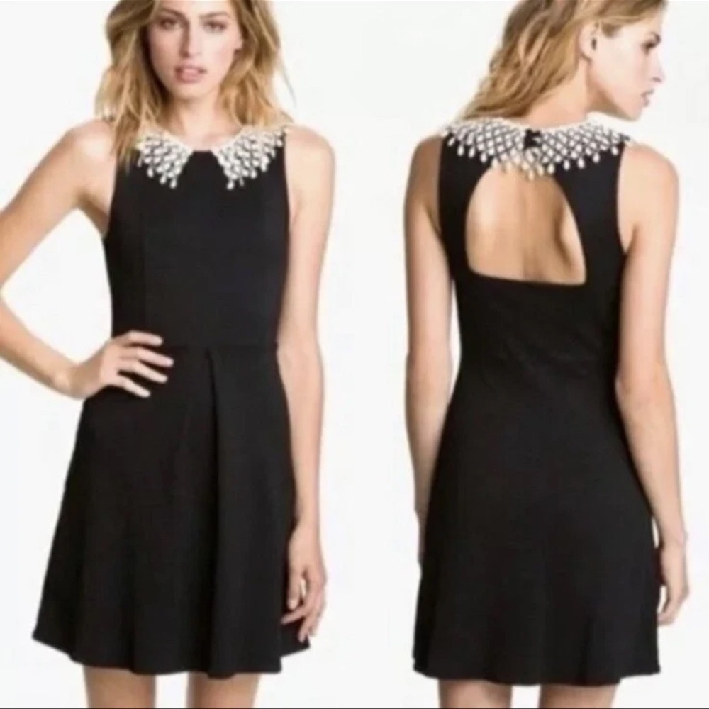 Free People Black Sleeveless Dress Cottagecore Boho Lace Crochet Collar Size XS